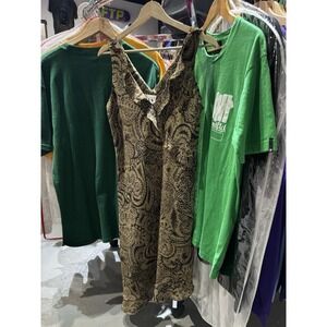 Vintage 80s 90s DBY Brown Paisley Ruffled Asymmetrical Hi Lo Dress Size 11/12